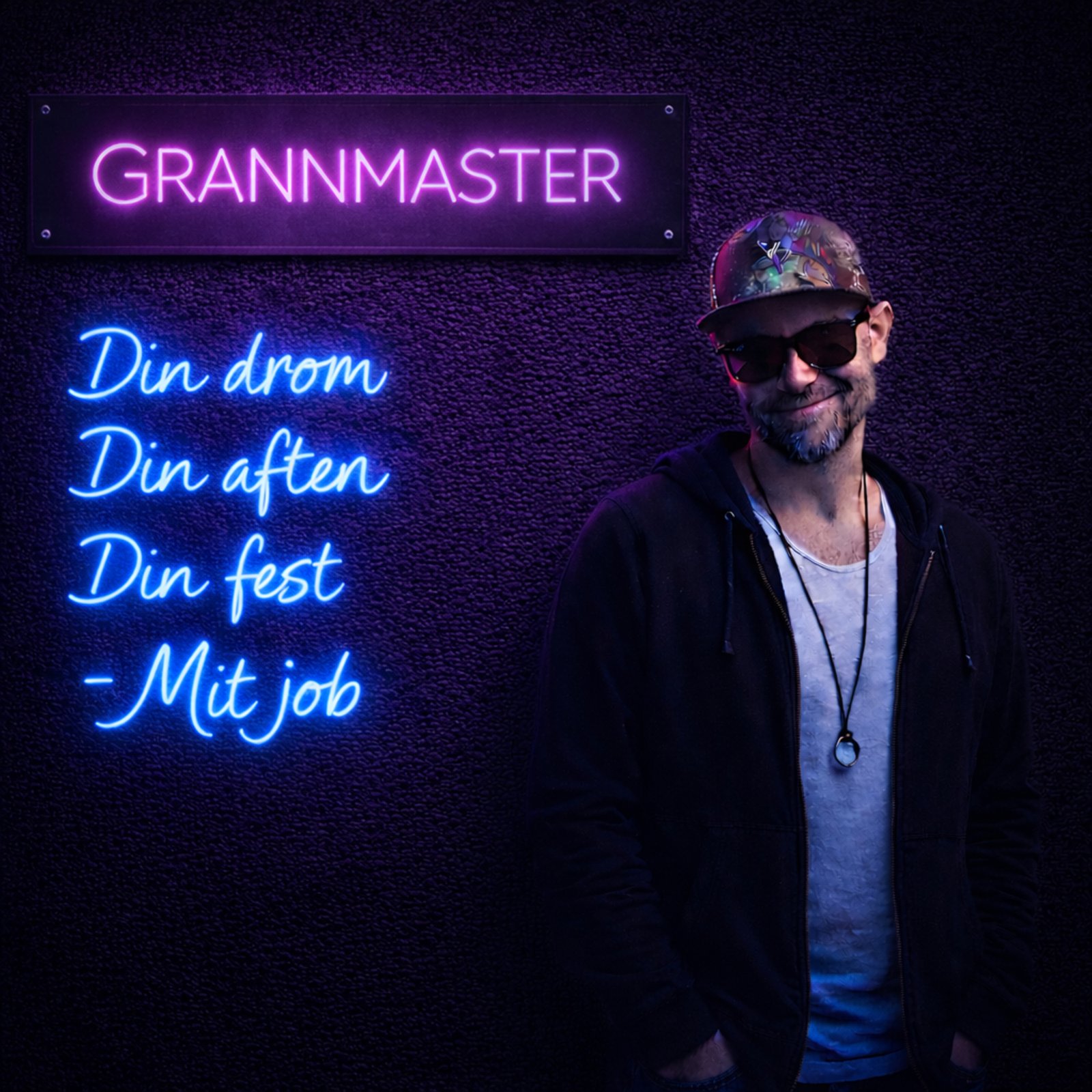 GRANNMASTER neon-portrait — Din drøm, Din aften, Din fest